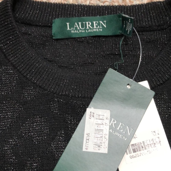 Lauren Ralph Lauren Woman Glitter Animal Print Black Sweater size S - Picture 3 of 7